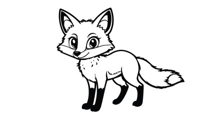 Fototapeta premium Standing Cartoon Fox Vector in Front View with Thick Tail and Clean Design
