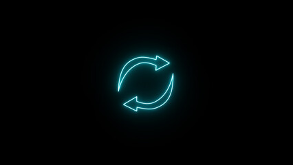 glowing neon refresh or reload icon, which is a widely recognized symbol in digital interfaces and beyond.
