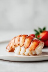 Coastal gourmet cuisine - lobster tail is displayed on a surphace,