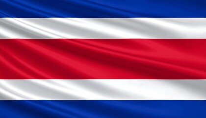 Costa Rica flag with five horizontal bands: blue (top), white, red (double width), white, and blue—symbolizing freedom, peace, and vibrancy.