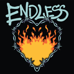 Fiery Heart Barbed for streetwear illustration