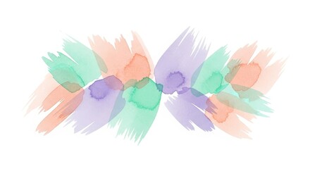 Obraz premium Soft Watercolor Brush Strokes in Pastel Hues - A beautiful arrangement of pastel watercolor brush strokes blending softly in shades of green, orange, and purple creating a calming effect