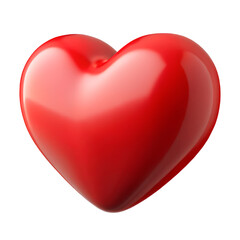 Shiny red heart shape isolated on white background symbolizing love and romance