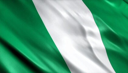 National flag of Nigeria with three vertical stripes&mdash;green on both sides and white in the center&mdash;representing agriculture, peace, and unity.
