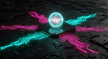 Central Processing Unit: The core of modern technology. A captivating view of a central processing unit in an advanced futuristic environment