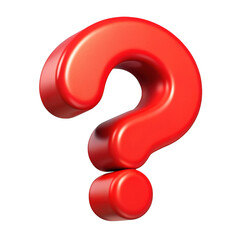 3d red question mark isolated on transparent background