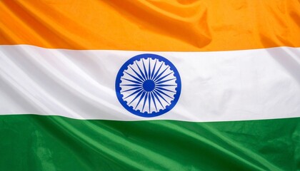 India flag with horizontal saffron, white, and green stripes, featuring a navy blue Ashoka Chakra centered on the white band