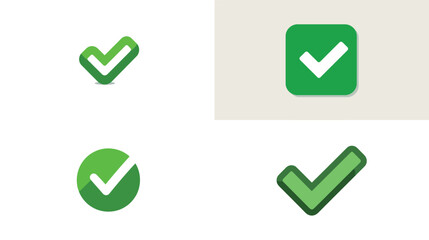 Green check mark vector icon set collection approval symbol correct sign choice right success complete done silhouette