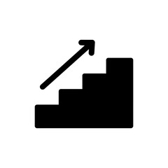 Fototapeta premium Black Filled Icon of Progress Mindset with Staircase and Upward Arrow