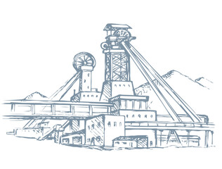 Plant at the mine. Vector drawing