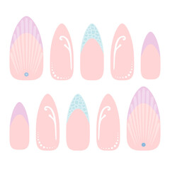 mermaid nails vector
