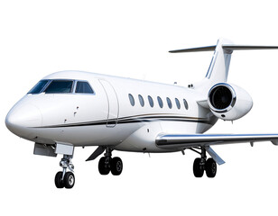 Obraz premium Luxury Private Jet Side Profile View with Retracted Landing Gear, Transparent Background