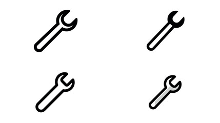 Wrench tool spanner repair fix maintenance mechanical equipment hardware service construction work icon symbol silhouette