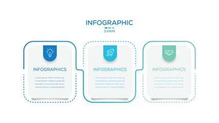 Obraz premium Modern Business infographic template. 3 Step timeline journey. Process diagram, Infographic elements. Vector template for presentation.