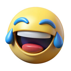 3d laughing emoji with tears isolated on transparent background