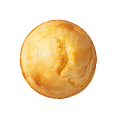 Golden-brown muffin with a slightly cracked top, viewed from above