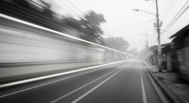 Fototapeta black and white photo of a highway with speed