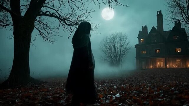 Ethereal glowing ghosts floating through a misty moonlit graveyard &ndash; Ghost Day supernatural atmosphere