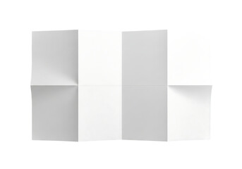 Blank white paper folded in eight sections, map or brochure mockup. Isolated on transparent background, png
