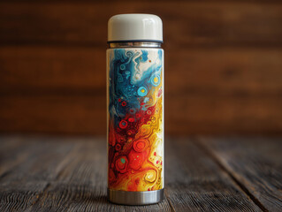 Stainless steel thermos bottle with custom design