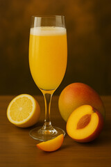 A glass of mango mimosa