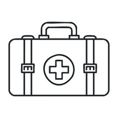 Obraz premium Medical first aid kit outline with cross symbol for emergency preparedness. Vector illustration