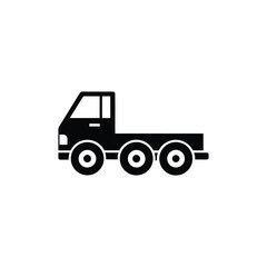 Black flatbed truck icon isolated on white background