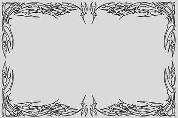 Neo Tribal Tattoo Frame with Spiky and Edgy Vectors, Digital Tribal Frames for Tattoos, Posters, Punk Album Covers