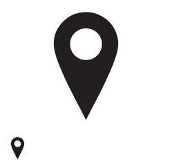 Design a full black vector icon of a location pin centered on a white background