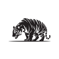 Fototapeta premium Powerful black and white illustration of a tiger crouching