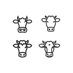 Cow  head vector illustration icon sheet