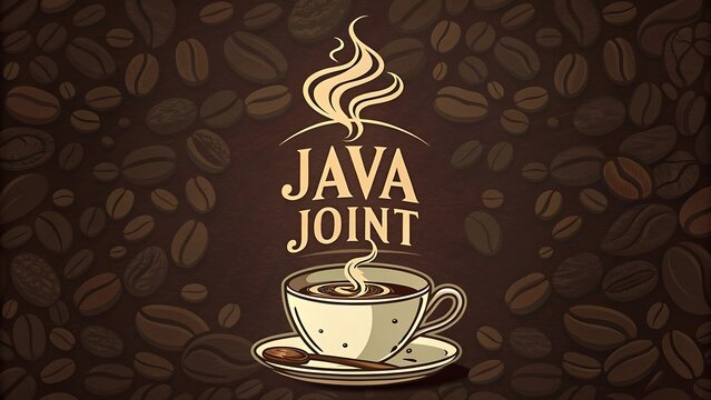 Coffee cup with steam and text Java Joint logo coffee beans