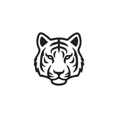 Tiger face vector black and white icon 