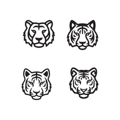 Tiger face vector black and white icon 