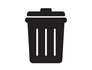 trash can icon in silhouette on white background