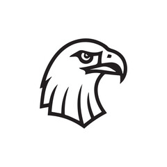 Minimal Eagle Icon – Black and White Line Art Bird Head Illustration