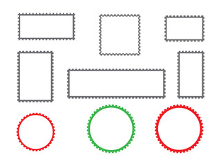 Blank postal stamps vector set