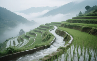 rice terraces in the morning