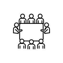 Fototapeta premium Black Lined Icon Representing Meeting or Group Discussion