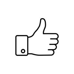 Black Line Icon of Thumbs Up Gesture for Approval
