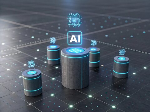 Central AI Core with Distributed Network Nodes - Artificial Intelligence System