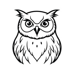 Fototapeta premium a snowyowl bird head line art silhouette vector illustration on white background