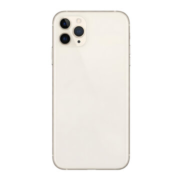 Smartphone back view with triple camera lens, showcasing modern mobile technology and clean design for communication and connectivity solutions