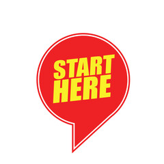Start Here Label Sticker – Vector Tag for Guidance, Navigation, and Call to Action Design