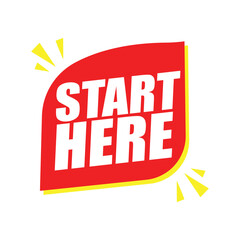 Start Here Label Sticker – Vector Tag for Guidance, Navigation, and Call to Action Design