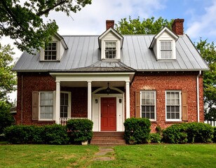 Brick house with metal roof