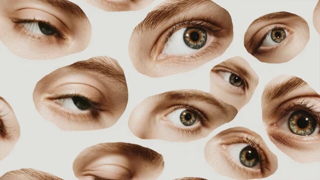 Surreal Abstract Seamless Background Featuring Human Eyes