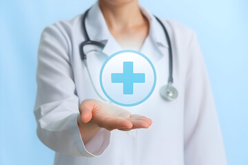 Doctor Holding Medical Symbol for Digital Health Care Healthcare And Medical Technology