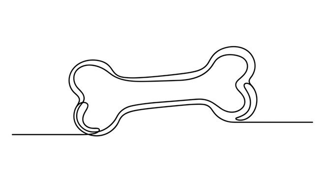 Continuous line art of a dog bone in minimalist style  
