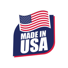 Made in USA Label with Flag – Vector Badge Design for Country of Origin, Export, and Product Packaging